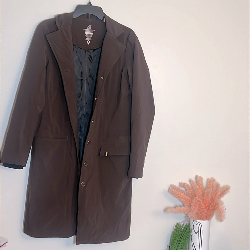 K-Way Brown Thermal Down Windbreaker Waterproof Parka Jacket Coat Large